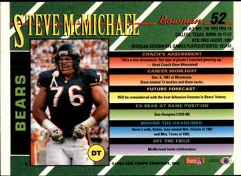 1993 Bowman #52 Steve McMichael Back
