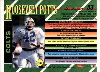 1993 Bowman #53 Roosevelt Potts Back