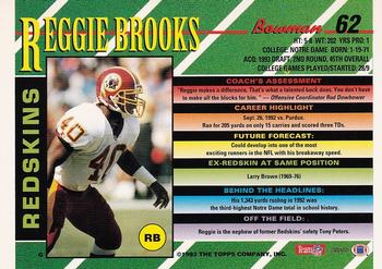 1993 Bowman #62 Reggie Brooks Back