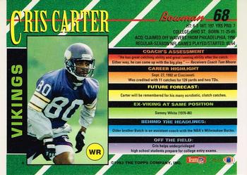 1993 Bowman #68 Cris Carter Back