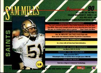 1993 Bowman #90 Sam Mills Back