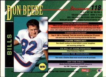 1993 Bowman #118 Don Beebe Back