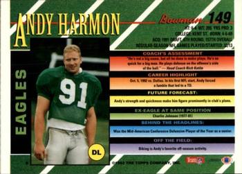 1993 Bowman #149 Andy Harmon Back