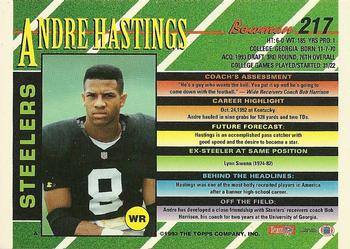 1993 Bowman #217 Andre Hastings Back