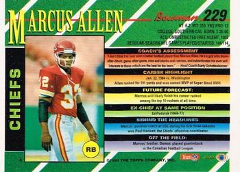 1993 Bowman #229 Marcus Allen Back