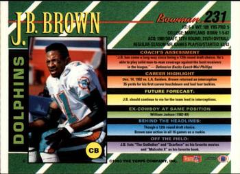 1993 Bowman #231 J.B. Brown Back