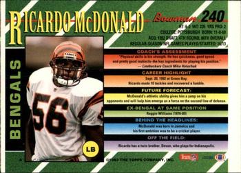1993 Bowman #240 Ricardo McDonald Back
