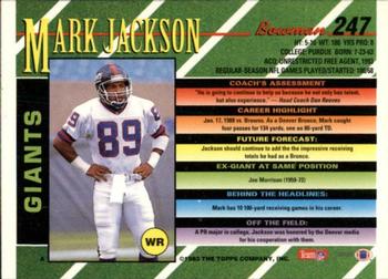 1993 Bowman #247 Mark Jackson Back