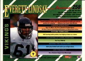 1993 Bowman #258 Everett Lindsay Back
