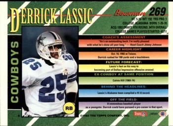1993 Bowman #269 Derrick Lassic Back
