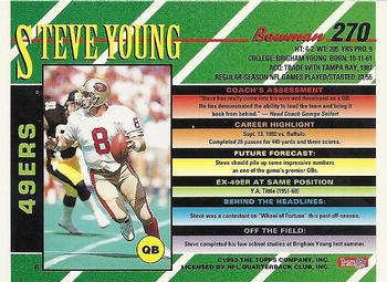 1993 Bowman #270 Steve Young Back