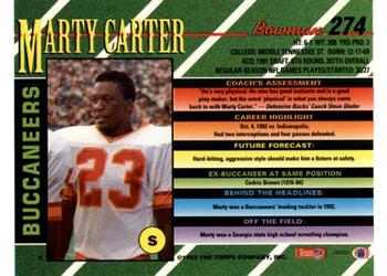 1993 Bowman #274 Marty Carter Back