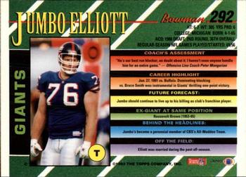 1993 Bowman #292 Jumbo Elliott Back