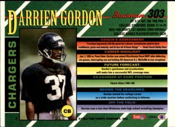 1993 Bowman #303 Darrien Gordon Back