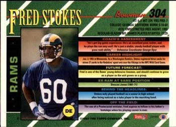1993 Bowman #304 Fred Stokes Back
