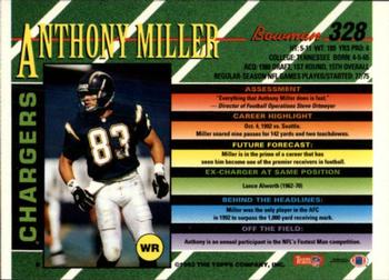 1993 Bowman #328 Anthony Miller Back