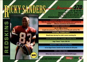 1993 Bowman #370 Ricky Sanders Back