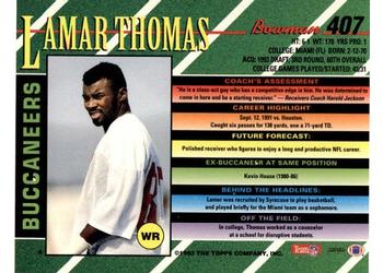1993 Bowman #407 Lamar Thomas Back