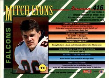 1993 Bowman #416 Mitch Lyons Back