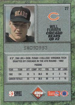 1993 Collector's Edge #27 Will Furrer Back