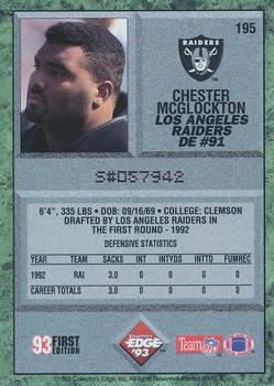 1993 Collector's Edge #195 Chester McGlockton Back