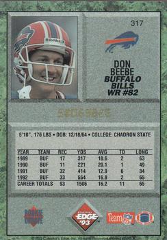 1993 Collector's Edge #317 Don Beebe Back