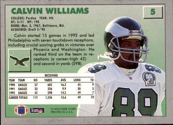 1993 Fleer #5 Calvin Williams Back