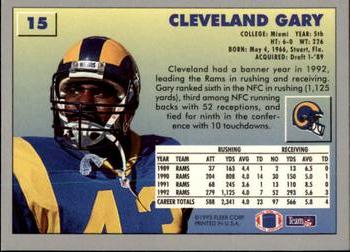 1993 Fleer #15 Cleveland Gary Back