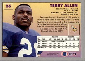 1993 Fleer #26 Terry Allen Back