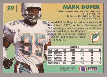1993 Fleer #29 Mark Duper Back