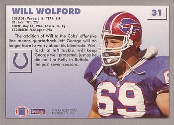 1993 Fleer #31 Will Wolford Back