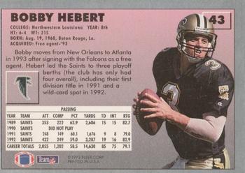 1993 Fleer #43 Bobby Hebert Back