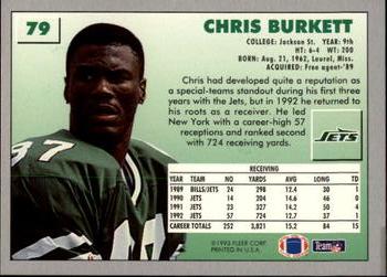 1993 Fleer #79 Chris Burkett Back