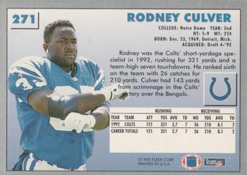 1993 Fleer #271 Rodney Culver Back