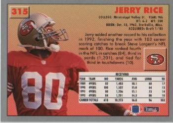 1993 Fleer #315 Jerry Rice Back