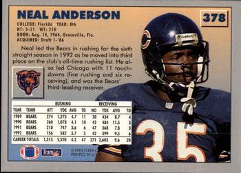 1993 Fleer #378 Neal Anderson Back
