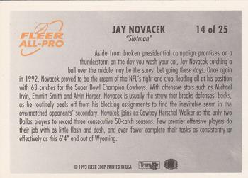 1993 Fleer - Fleer All-Pro #14 Jay Novacek Back