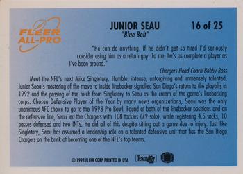 1993 Fleer - Fleer All-Pro #16 Junior Seau Back