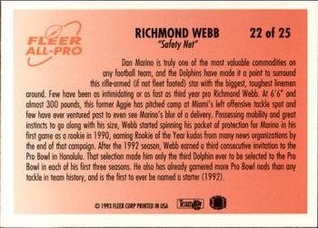 1993 Fleer - Fleer All-Pro #22 Richmond Webb Back