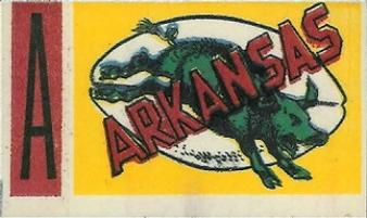 1961 Topps - Flocked Stickers #NNO Arkansas Razorbacks A Front