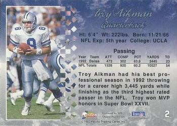 1993 Pacific #2 Troy Aikman Back