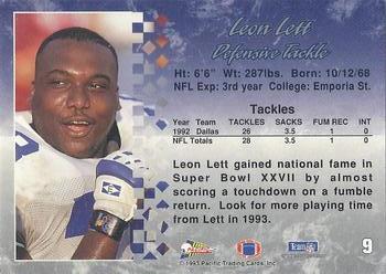 1993 Pacific #9 Leon Lett Back