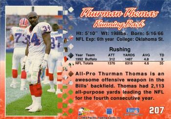 1993 Pacific #207 Thurman Thomas Back
