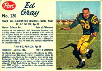 1962 Post Cereal CFL #120 Ed Gray Front