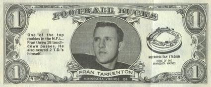 1962 Topps - Bucks #33 Fran Tarkenton Front