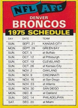 1975 Topps - Team Checklists #NNO Denver Broncos Front