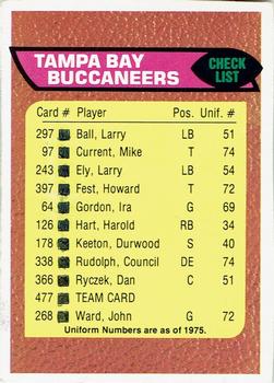 1976 Topps - Team Checklists #477 Tampa Bay Buccaneers Front