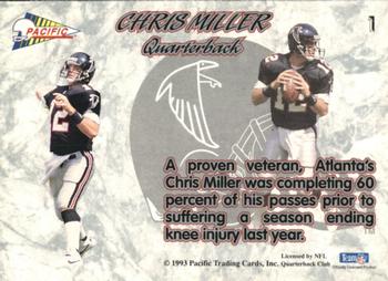 1993 Pacific Prisms #1 Chris Miller Back