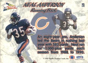 1993 Pacific Prisms #9 Neal Anderson Back