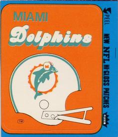 1977 Fleer Team Action - Stickers (Hi-Gloss Patches) #NNO Miami Dolphins Helmet Front